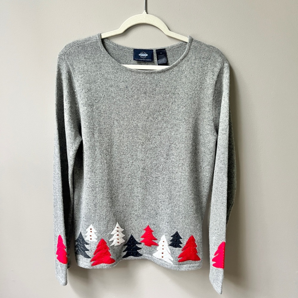 Vintage Christmas Sweater Women's Medium Scandi Lodge Boho Rustic Wool Blend Top